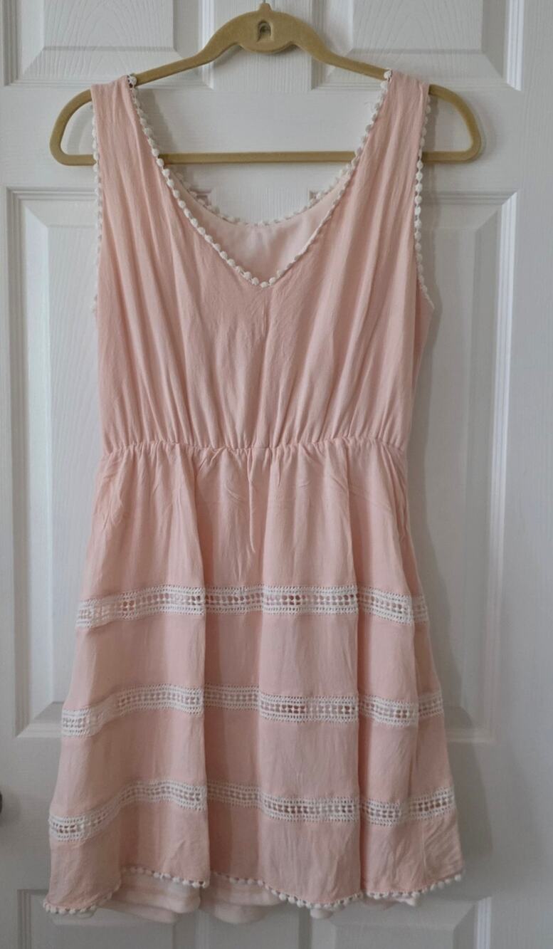 Stitch Fix Crescent Light Pink Sleeveless Boho Mini Dress Size Large